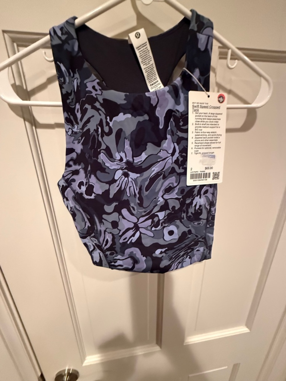 NWT lululemon Swift Speed Cropped Tank Blue Black Size 2